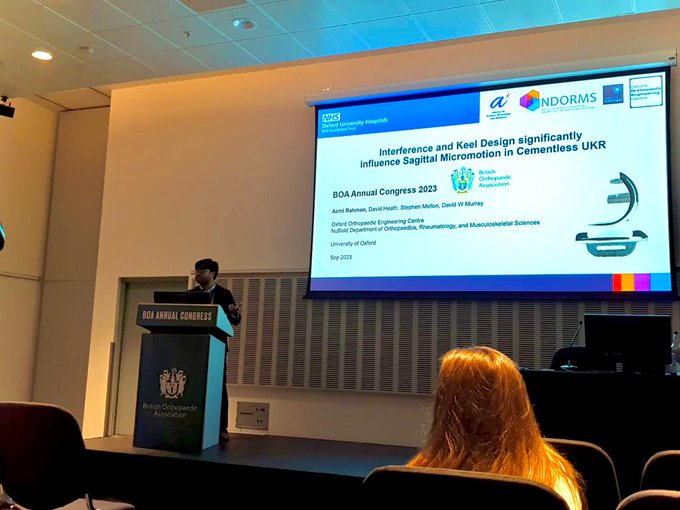 OOEC_Oxford's tweet photo. We are getting rather behind with #Twitter so belated Congratulations to Azmi Rahman on winning the 2023 BOA Medical Student Podium Prize last week @BritOrthopaedic #BOAAC23 #fixation #micromovement https://t.co/IllEhJUhVT