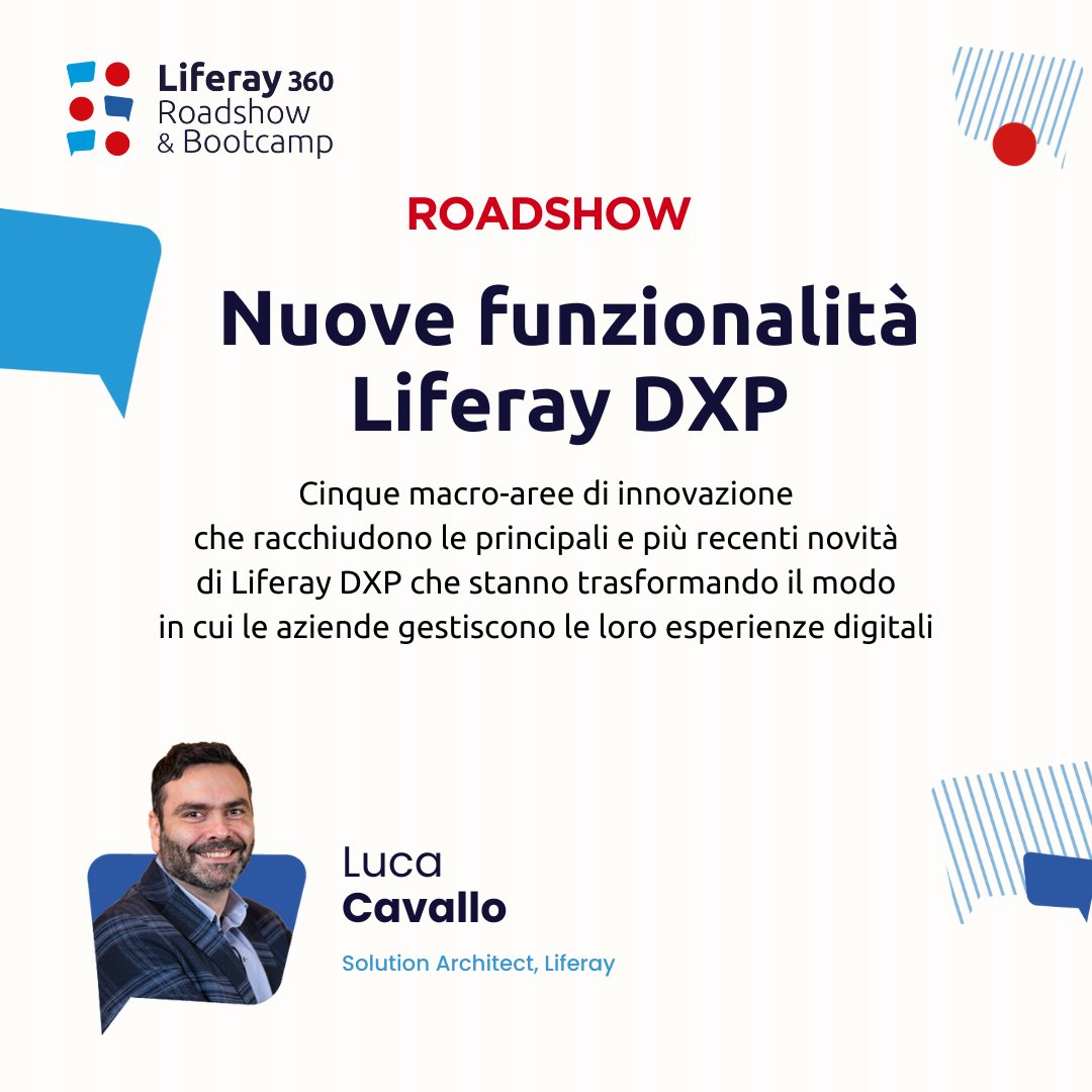✅ Al #Liferay360 il #5ottobre scopri le ultime e più avanzate funzionalità di #LiferayDXP. Non puoi mancare se vuoi offrire ai tuoi utenti un'esperienza digitale all'avanguardia.

➡️ Info e registrazione qui: smc.it/liferay360-roa…

<a href="/Liferay/">Liferay</a>
#Liferay #OSW2023 #DigitalExperience