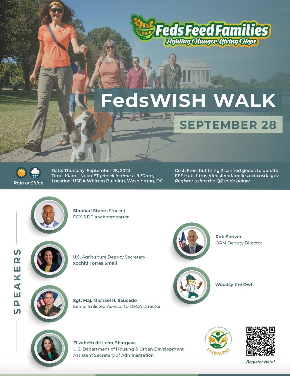 Rain or Shine - #FedsWISH Walk - Thursday, Sept. 28.