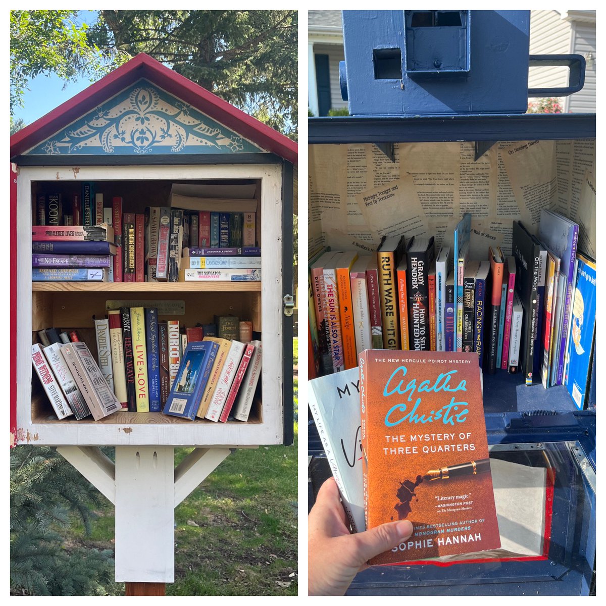 BeInspiredNJ's tweet image. These books traveled all the way from a #freelittlelibrary in Colorado Springs to a St. Louis library. Happy books for happy readers! 📚