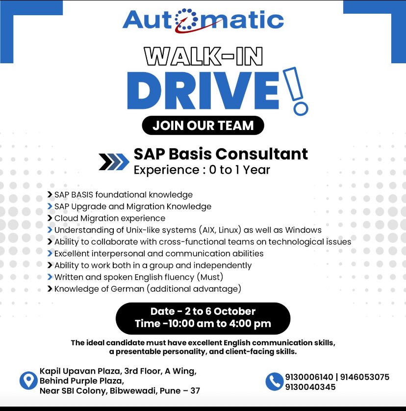 KPHB_Kurradu's tweet image. #SAP_Basis #Fresher #Pune - @Sap4Telugu