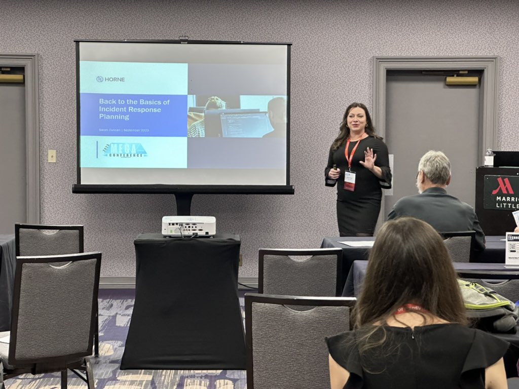 Bankers are listening to Sarah Duncan, <a href="/HORNE/">HORNE</a>, cover key steps to get started with an Incident Response Plan and best practices to improve an organization's existing plan if applicable in the Technology Track.

#2023ABAMEGACon