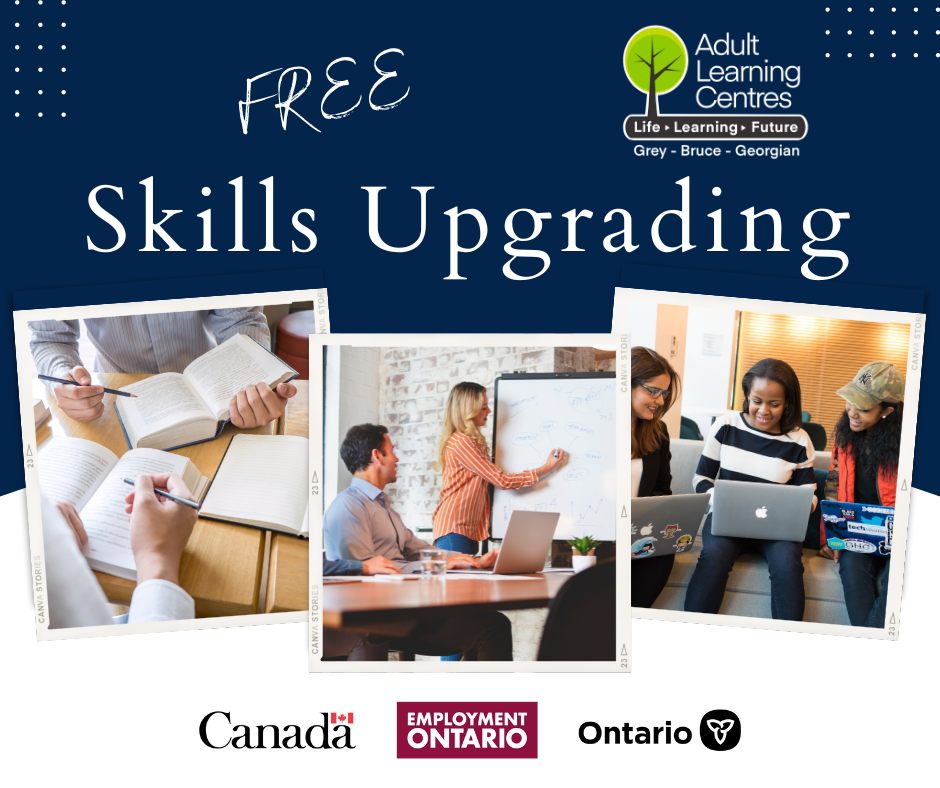 We offer FREE Skills Upgrading at all of our Adult Learning Centres: Grey &amp; Bruce locations! We cutomize our training to suit individual needs of our students. Conact us today for more information! alcentres.ca
#LiteracyON #alcgreybrucegeorgian