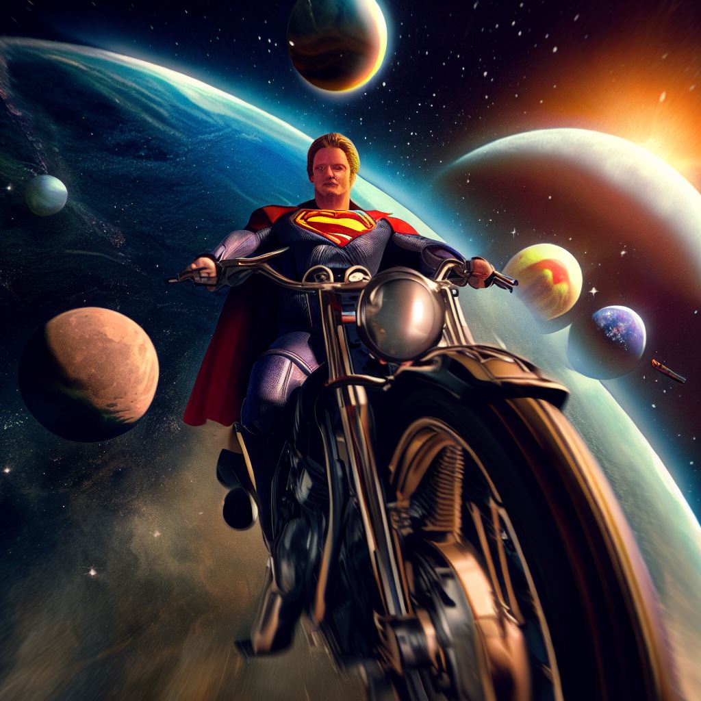 Superman riding a bicycle in the space......
#beautiful #bestoftheday #happy #happyandhealthy #happyday #happyhours #life #picoftheday #happylife #laughter #laughters #happy #popularvideos #planet #earth #fiction #unitedstates #unitedkingdom #jawan #TrendingNow
