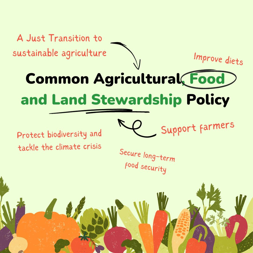 In the face of the #climate and #biodiversity crises and geopolitical turmoil 🌡️🐝😓 we need to transform the #CAP and make it fit for purpose... We need a Common Agricultural, Food and Land Stewardship Policy! 💪 🧵[1/3]👇