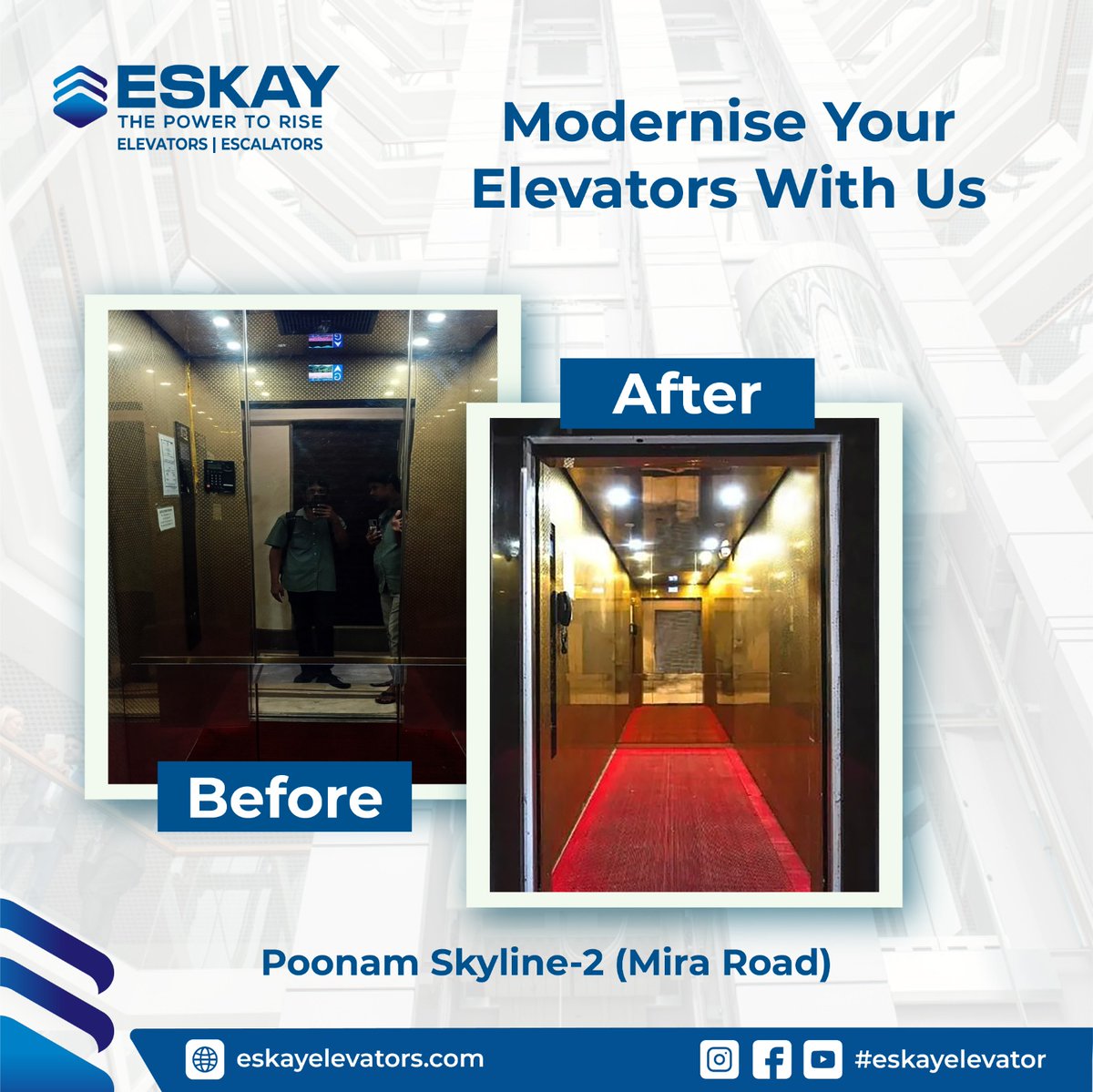 eskayelevators's tweet photo. From outdated to outstanding!

Just take a look at one of our masterpieces – the Gold Finish designer cabin we custom-designed for the prestigious Poonam Skyline project.

Our delighted client can attest to the positive reviews pouring in for this stunning creation. https://t.co/V2jAsfOYmX