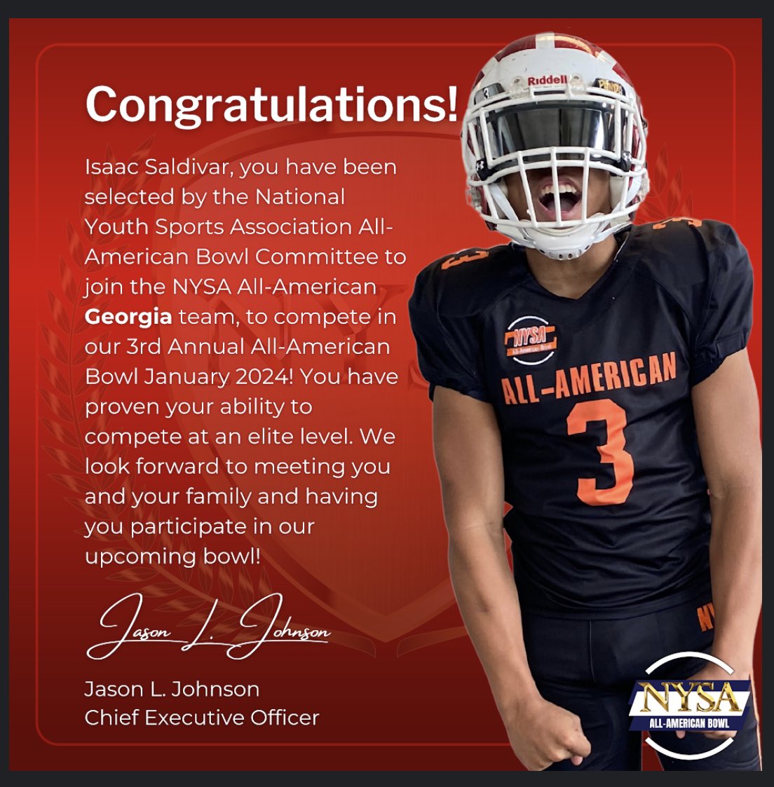 IsaacSaldivar_'s tweet photo. @KHSFootball2030 #Atlantakings
Thank you so much for this opportunity NYSA. 1% a day https://t.co/vVSuLg36nG