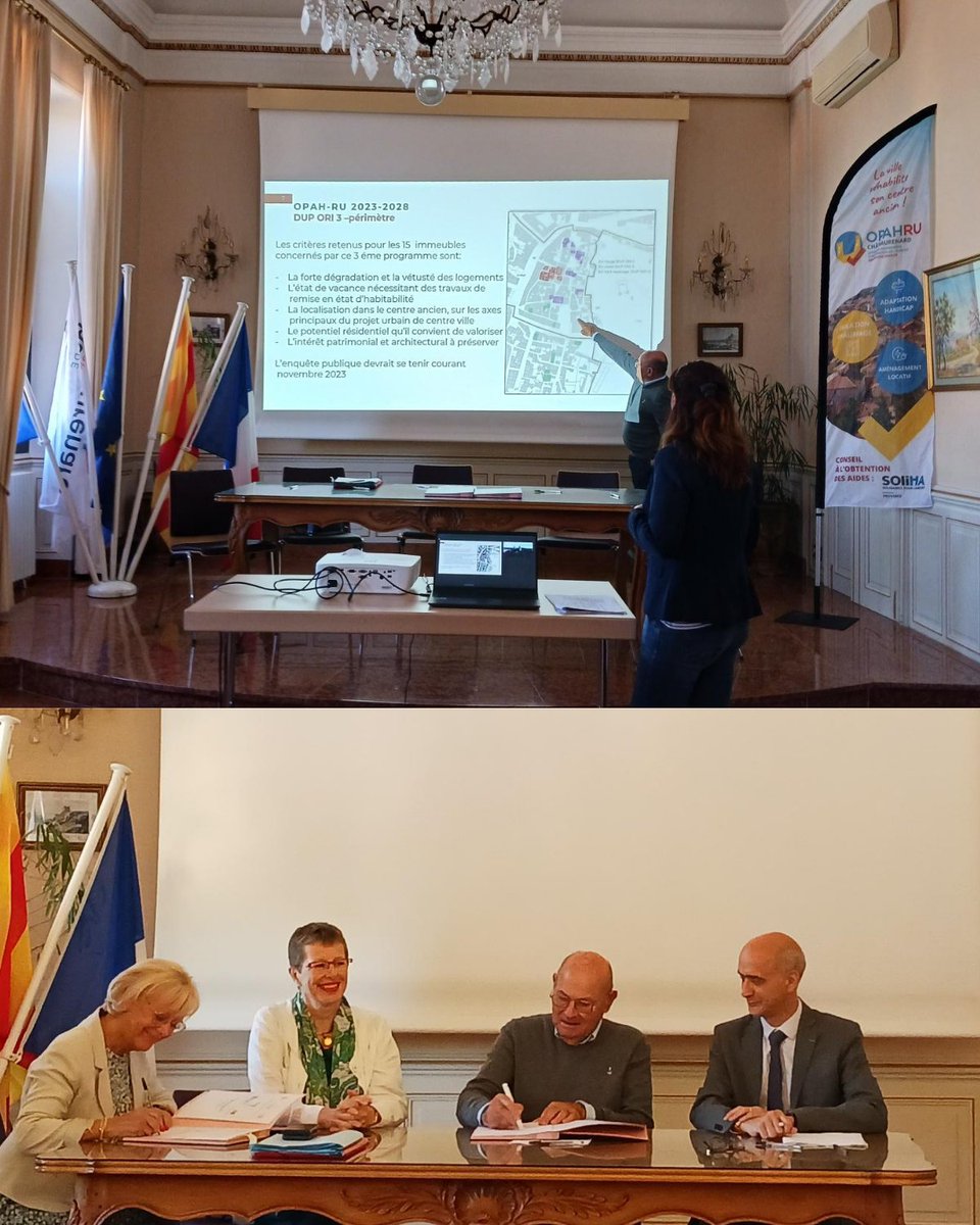 SolihaProvence's tweet photo. Signature en mairie de Chateaurenard de la convention OPAHRU 2023-2028, suivie d'une ballade urbaine. https://t.co/VkbzOb9c1u
