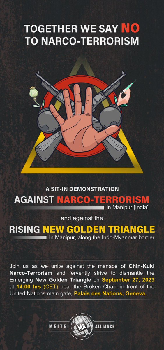 PCmoirangthem's tweet image. The Broken Chair in Geneva becomes a symbol of hope as Meiteis gather to combat narco-terrorism back in Manipur. 🕊️ #ManipurAgainstNarcoTerrorism #GenevaWithManipur