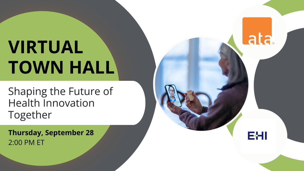 TOMORROW at 2PM ET! EHI’s legacy finds a new home w/ @AmericanTelemed. Register for our virtual Town Hall. Dive into the vibrant world of ATA, discover resources, and meet like-minded professionals committed to healthcare transformation. Register Here: americantelemed.zoom.us/webinar/regist…