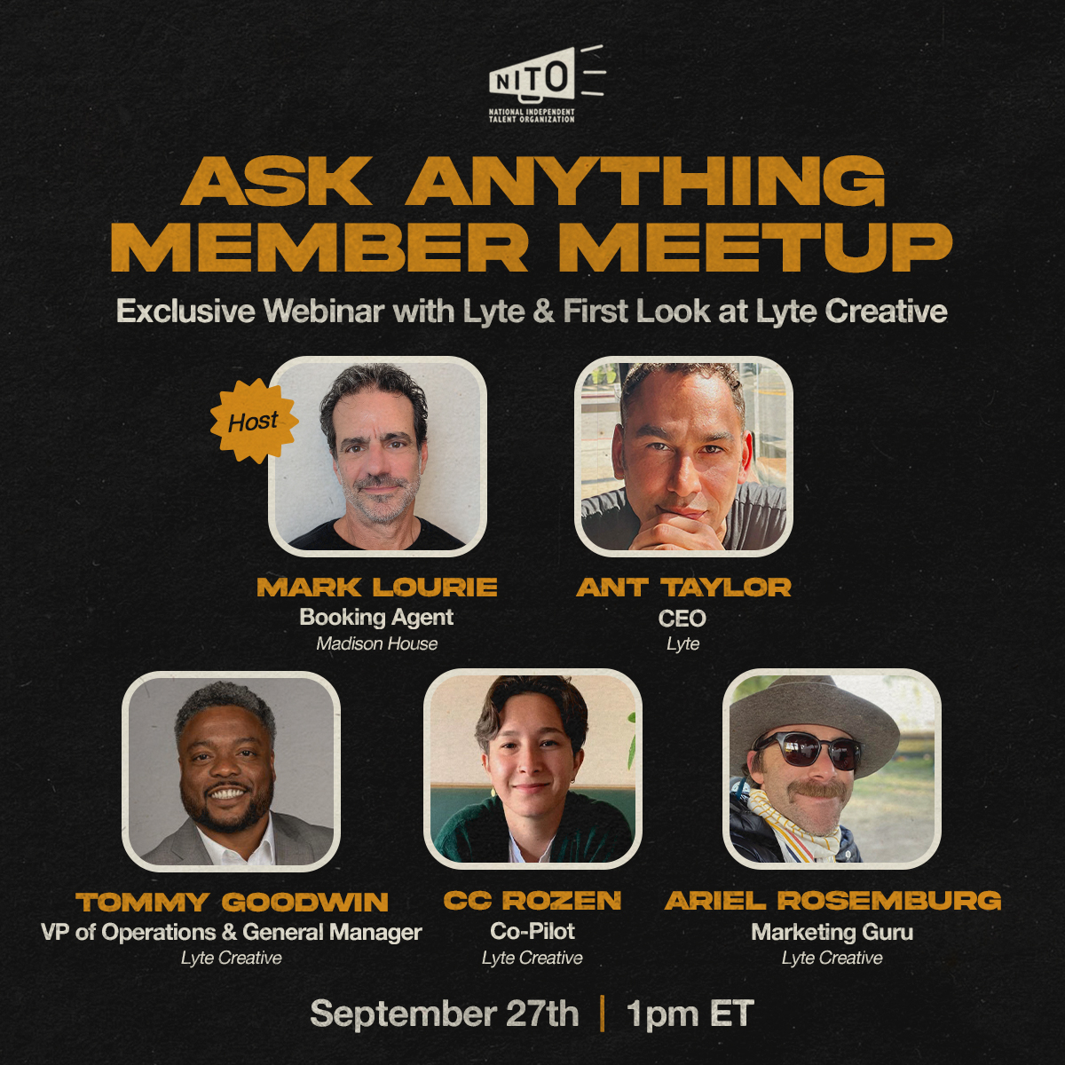 📣 MEMBERS: TODAY at 1PM ET, join our exclusive webinar with @LyteUp! See how Lyte is revolutionizing ticketing & expanding artist offerings, and explore Lyte Creative's cutting-edge tech & funding for artist-driven projects. Don’t miss this! Check email for RSVP details. 🌟