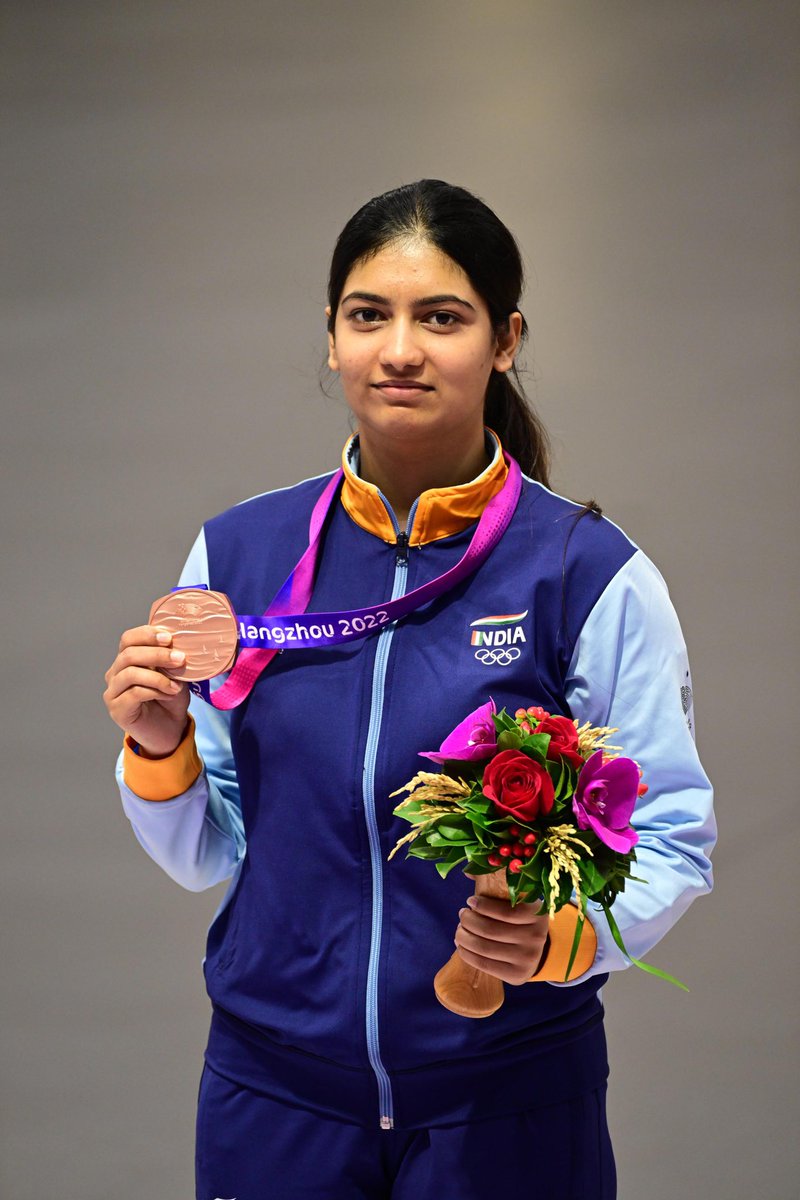 Congratulations to the phenomenal Ashi Chouksey on winning the Bronze Medal in 50m Rifle 3 Positions Women’s Shooting! 
She has demonstrated remarkable composure and dedication. May she continue to shine bright and inspire generations to come.