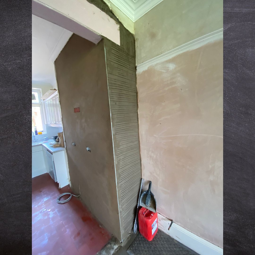 In this house renovation there's plenty of rendering happening, hiding the old doorway into a pantry and tidying up a chimney breast in the kitchen after new socket installation.

#interiordesign
#architecture
#realestate
#builder
#house
#construction
#builders
#building
#design