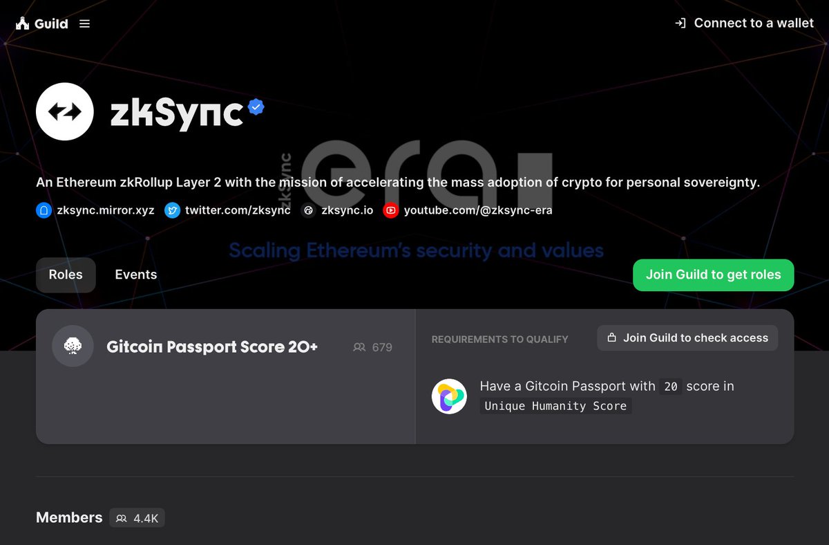 zkSync has joined Guild now!

✅Make sure that your Gitcoin Passport has a score of at least 20
🔗guild.xyz/zksync-era

Is <a href="/zksync/">ZKsync</a> actively engaging in anti-Sibyl efforts? 👀