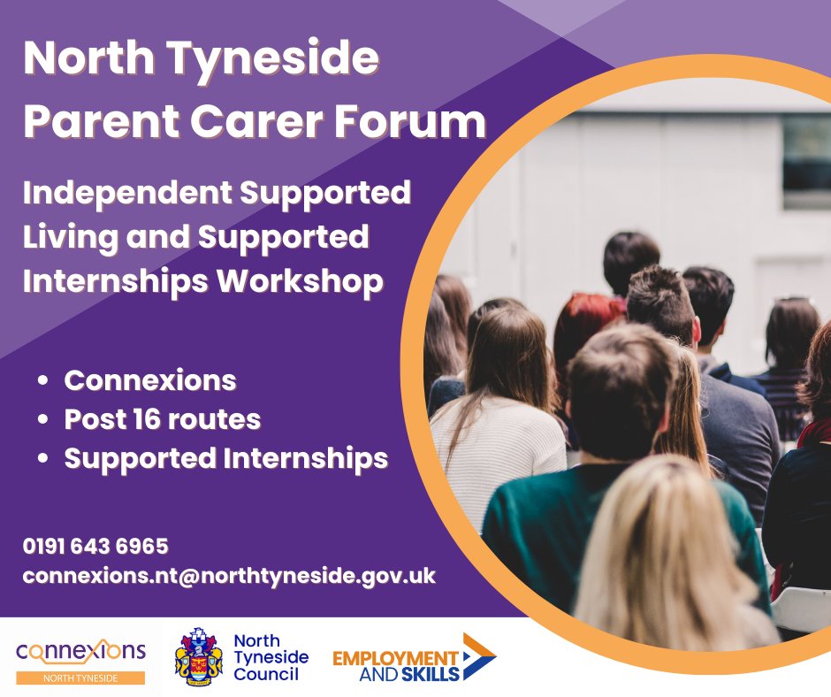 🤝 We're so looking forward to meeting parents and carers at @NTynesidePCF's workshop tomorrow! We'll be talking all about the career options for young people age 16+, including Independent Supported Living and Supported Internships.