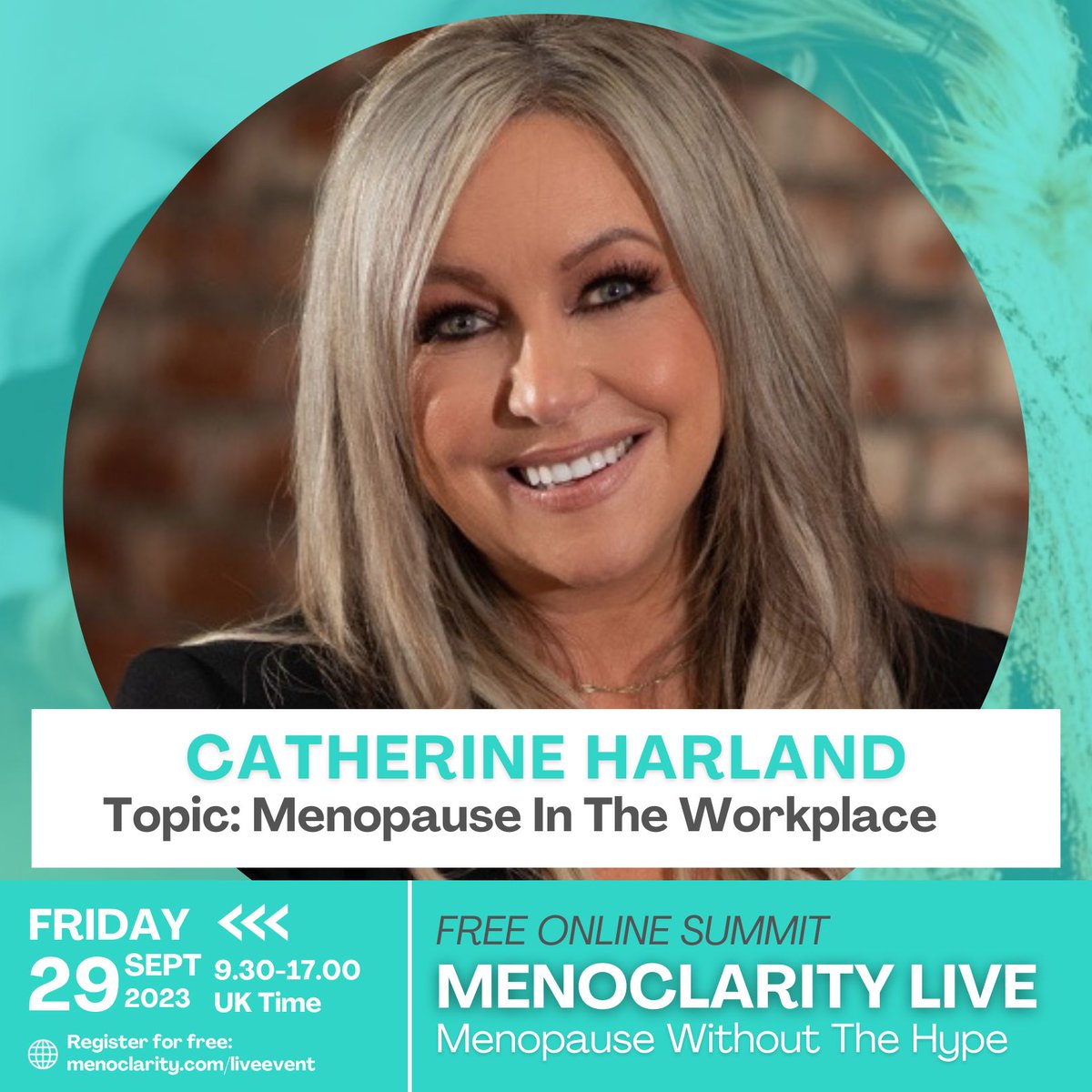 Featuring the wonderful speakers at our free online summit, MenoClarity Live. Register: menoclarity.com/liveevent
@meno_mentor #CatherineHarland #menopauseintheworkplace #menopausesummit #freeevent