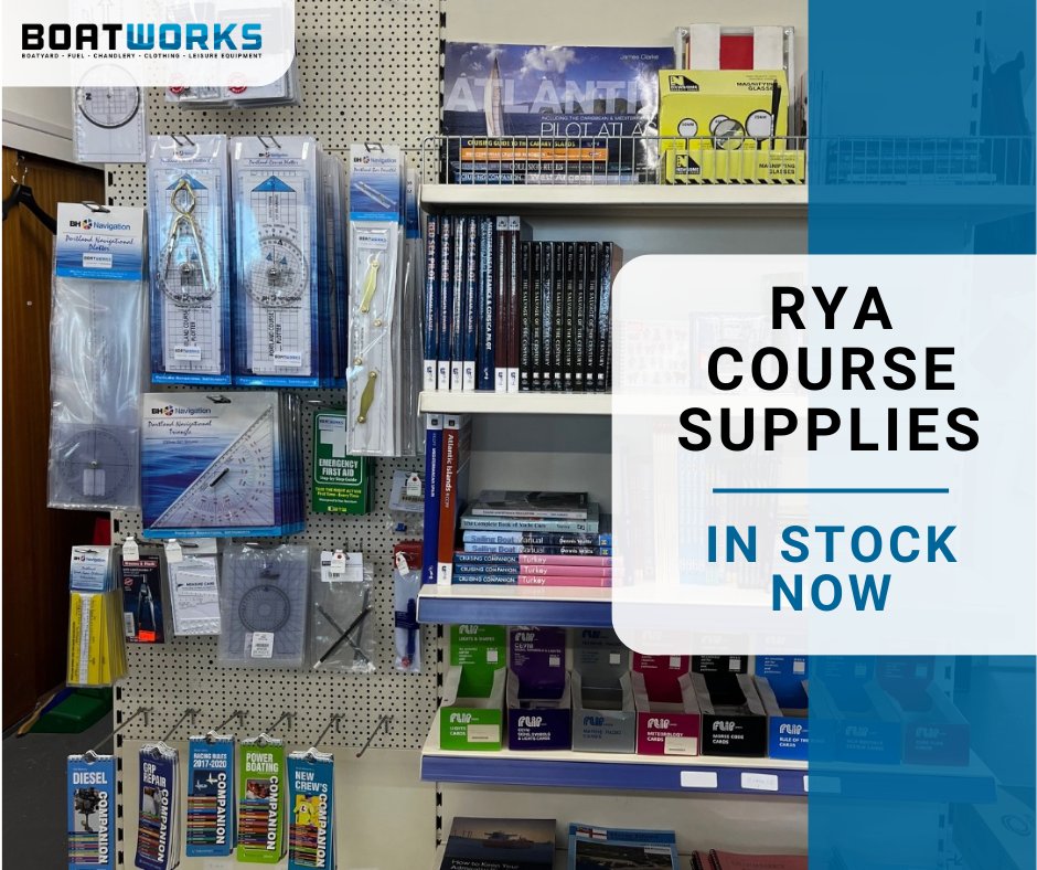 BoatworksGSY's tweet image. Are you signed up to any @RYA courses? If so you can get all the supplies you’ll need to complete your studies from our chandlery. We also stock a great range of books and charts. #BoatworksGuernsey #RYA #LearnToBoat