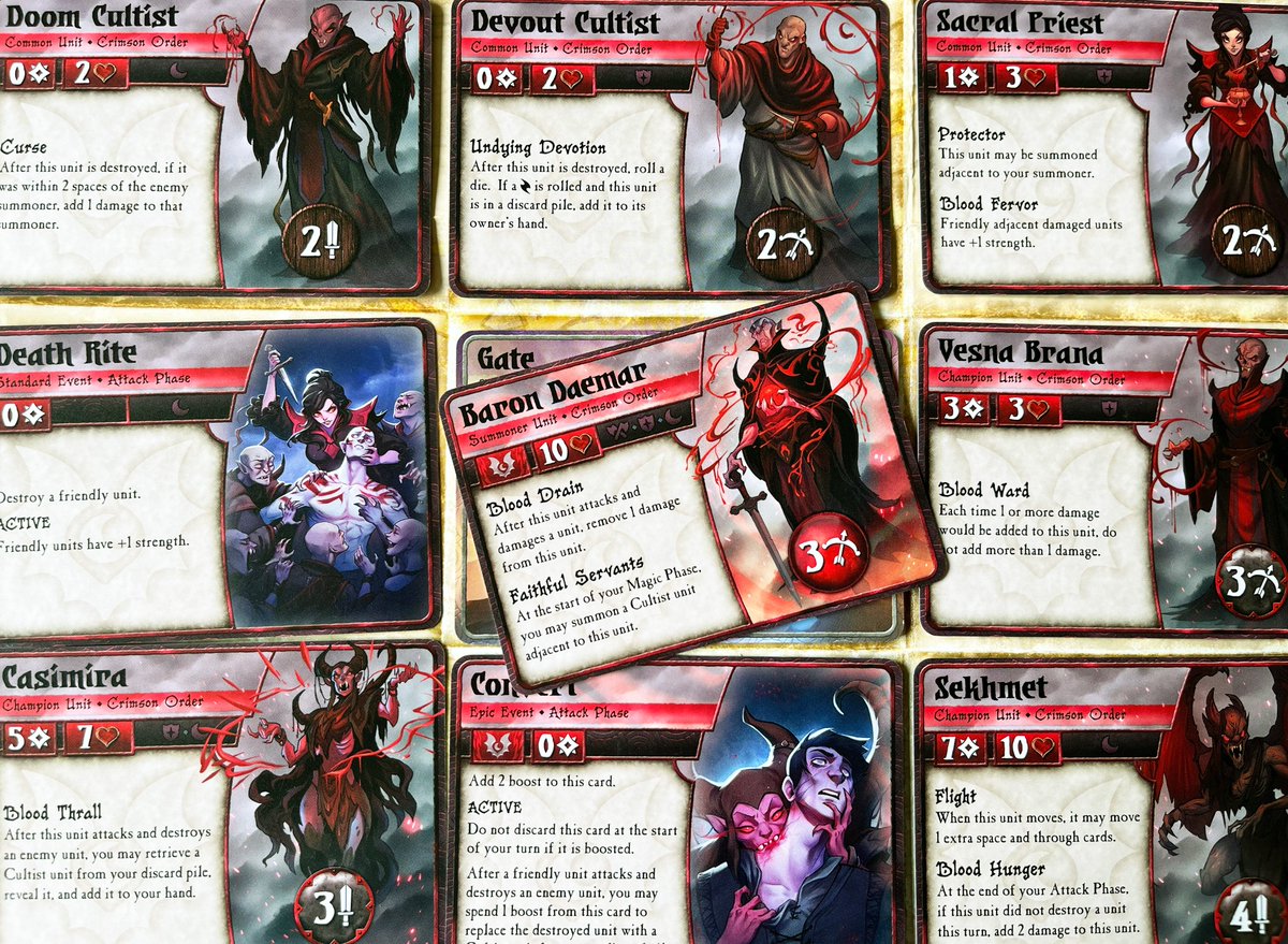 PlaidHatGames's tweet image. The Crimson Order and Mountain Vargath factions are now available on our web-store and will be hitting retailer's shelves early October!

#SummonerWars 

Get your decks today in links below ⬇️