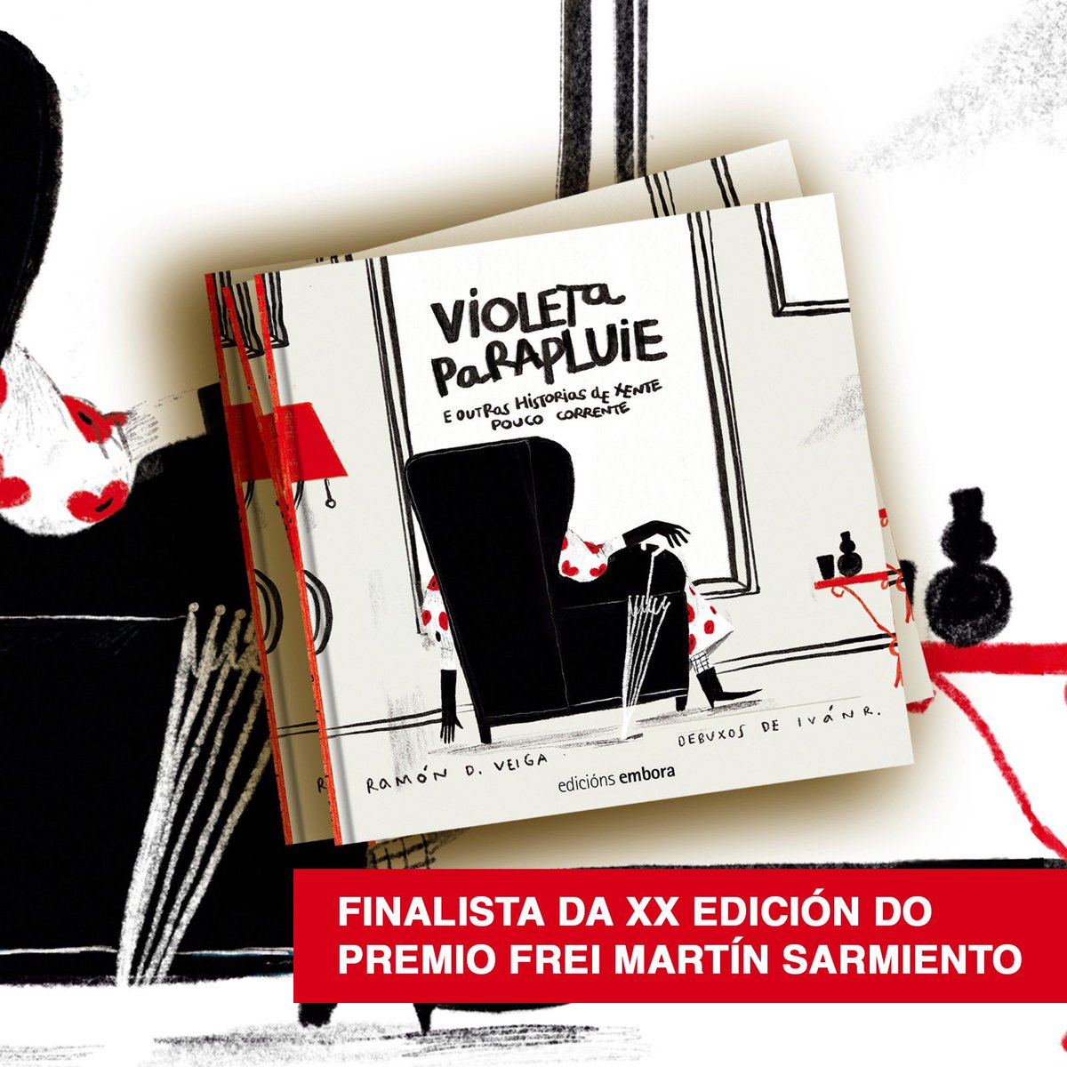 Este libro non para de darnos alegrías: Premio Arume de Poesía para a Infancia, Finalista dos Premios Follas Novas, Selección da OEPLI e agora tamén Finalista dos Premios Frei Martín Sarmiento. Alguén dá máis? ☂️💜🤞🏻