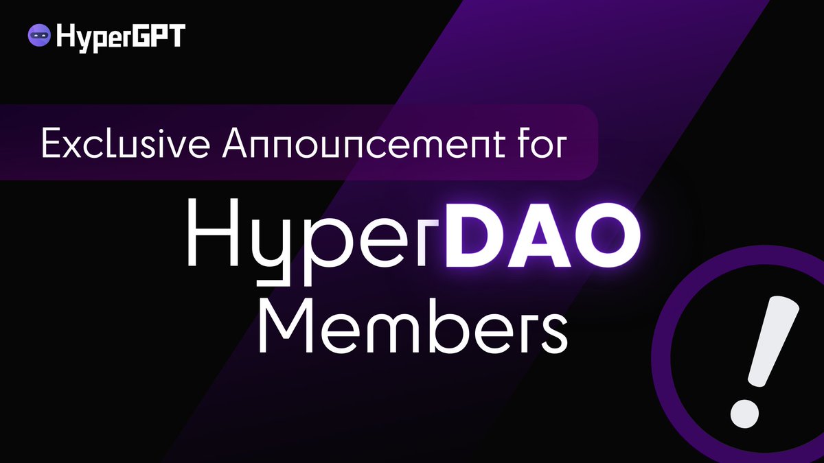 hypergpt's tweet photo. ๐ฃ Attention HyperDAO Members ๐ฃ
Something exclusive and mysterious awaits you in our Discord group! This special surprise is reserved ONLY for our esteemed HyperDAO members ๐ฅ
These Special Discord Channels are accessible to HyperDAO members, safeguarding your privacy ๐
If you're a member of our DAO, seize the opportunity and become a part of our Discord to unveil exciting developments ๐คซ