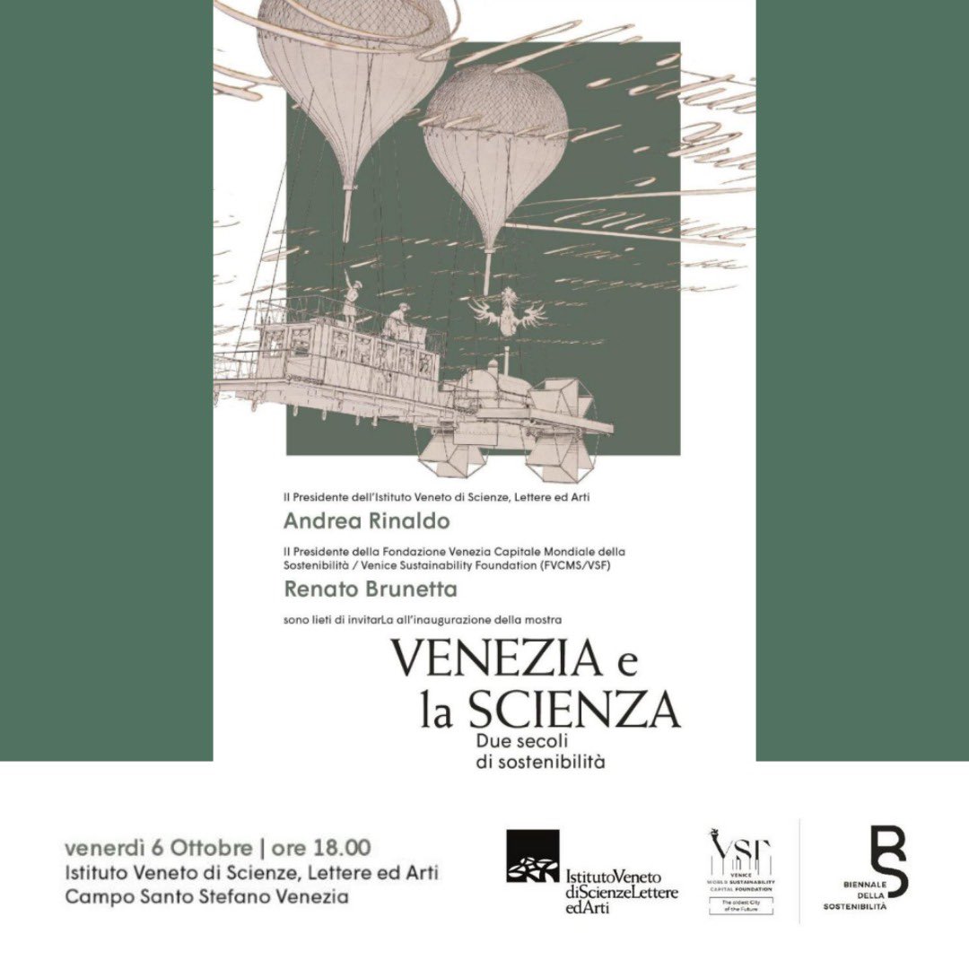 renatobrunetta's tweet photo. #savethedate Sono lieto di presenziare all'inaugurazione dell'esposizione “Venezia e la scienza: due secoli della sostenibilità”, una mostra organizzata dall'@IstitutoVeneto e dalla Fondazione Venezia Capitale Mondiale della Sostenibilità #FVCMS♻️. https://t.co/w2iYXNjVoe