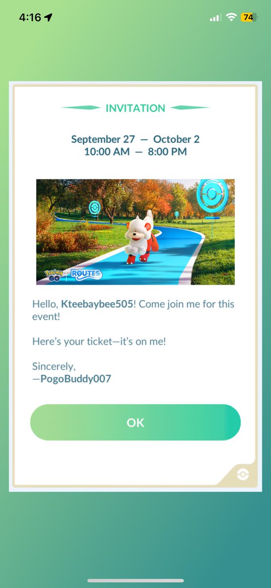 Ktee_baybee's tweet photo. I’m manifesting a ✨Shiny✨ right now! An hour before the event starts lol. Thank you as always to @NC42885118 for my ticket!! I swear I wouldn’t get to participate in anything if it wasn’t for you!! 💛💛💛
#PokemonGo #PokemonGoFriends #giftedTicket #EventTicket #ShinysPlease https://t.co/PjWoeJCIf2