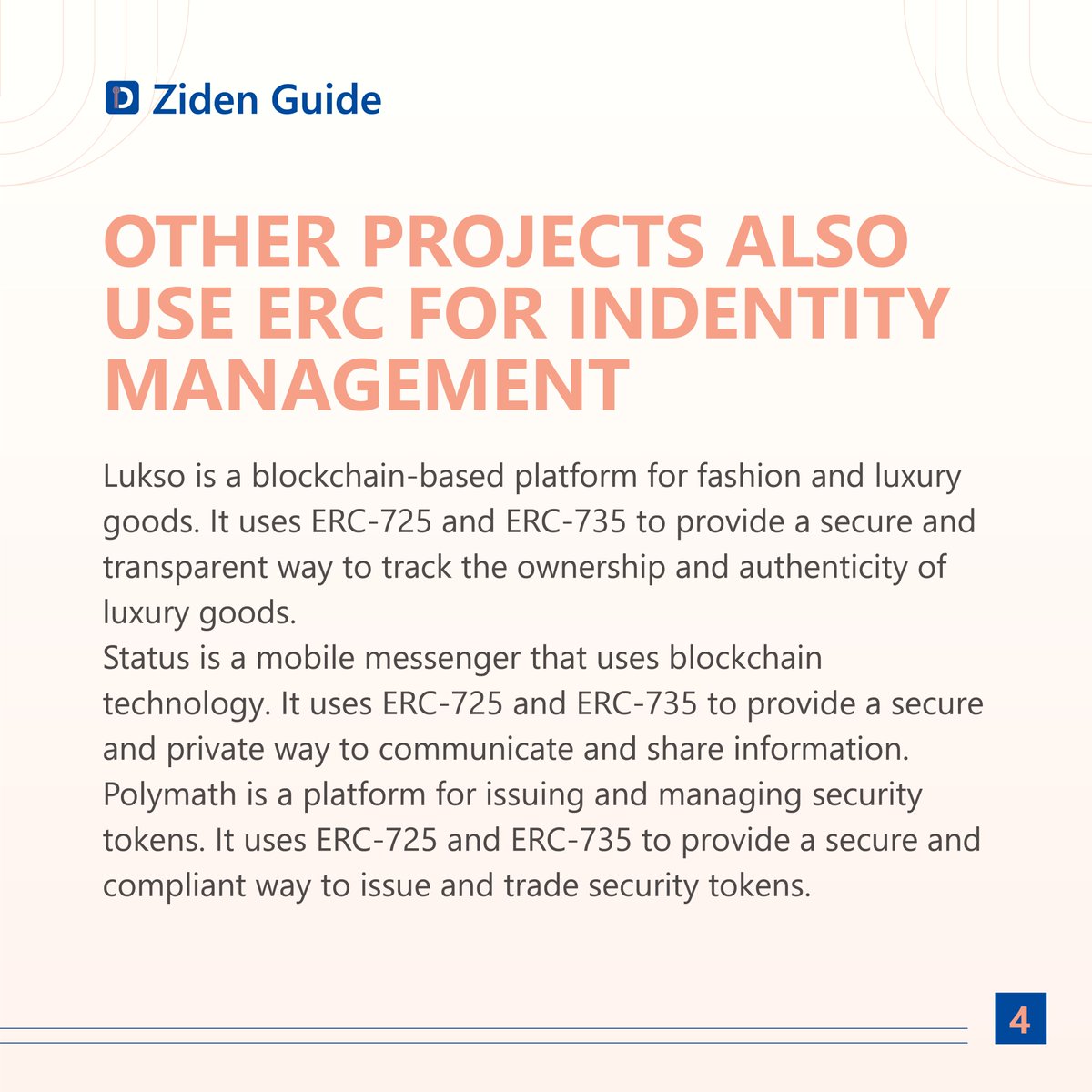 ✒️[ZIDEN #GUIDE] DIRECT LOOK AT OUR ECOSYSTEM

💡Check out the slideshow below for information on #ERC as a whole, with these two specific #standards and some #crypto projects that also utilize ERC in their products.

💡Read #Ziden’s blog for more details: blog.ziden.io/integrating-er…