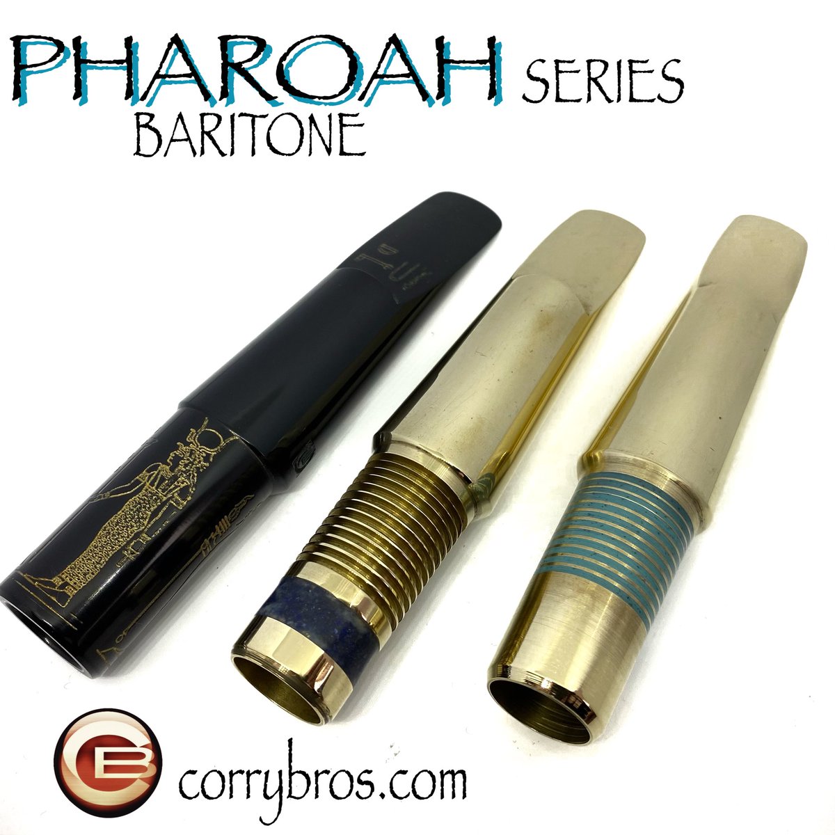 CorryBros's tweet image. Our new Pharoah series Baritone mouthpieces take our handmade work to a new level : inlaid Lapis Lazuli , Turquoise, and custom engraving of Hathor , goddess of music , and Ptah, the maker god , the Djed pillar . Inspired by the colour scheme of Ancient Egyptian jewellery.
