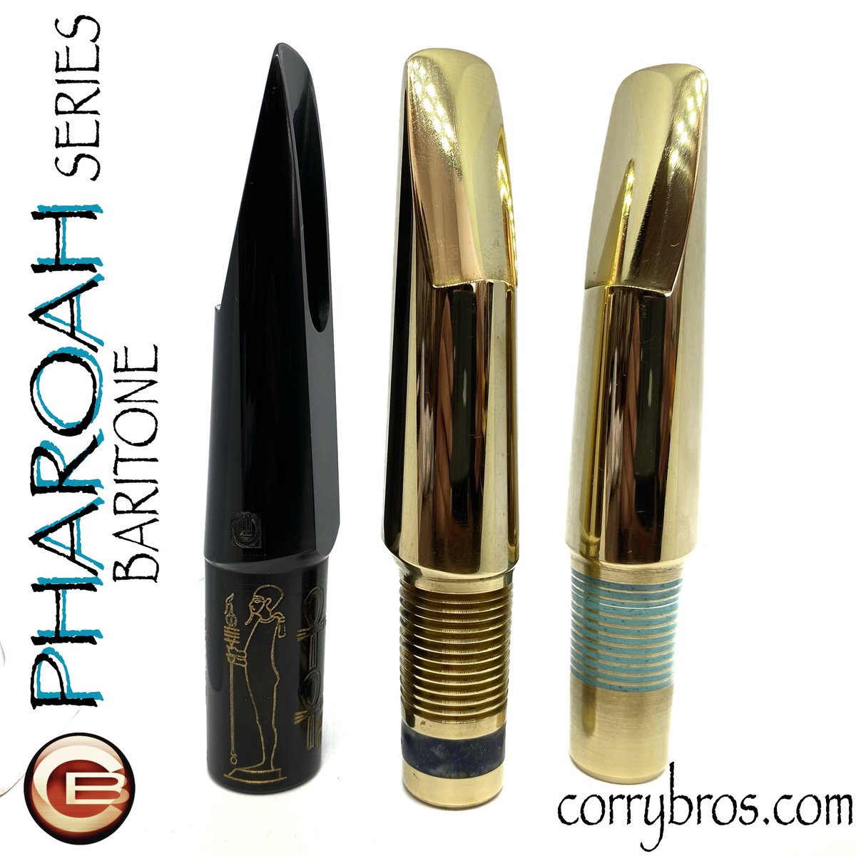 CorryBros's tweet image. Our new Pharoah series Baritone mouthpieces take our handmade work to a new level : inlaid Lapis Lazuli , Turquoise, and custom engraving of Hathor , goddess of music , and Ptah, the maker god , the Djed pillar . Inspired by the colour scheme of Ancient Egyptian jewellery.