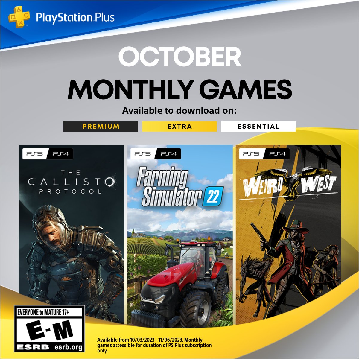 Jogos mensais de outubro para membros PlayStation Plus: The Callisto  Protocol, Farming Simulator 22, Weird West – PlayStation.Blog BR