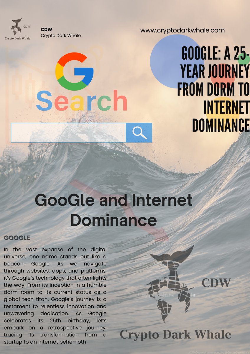 CryptoDarkWhale's tweet photo. Happy 25th Birthday, Google! 🎉 From a humble dorm room startup to a global tech titan, your journey has been nothing short of remarkable. Here's to many more years of innovation and shaping the digital landscape. #Google25  #GoogleBirthday 🎂

https://t.co/9d6MdVy26x https://t.co/Royr94ZW7Y
