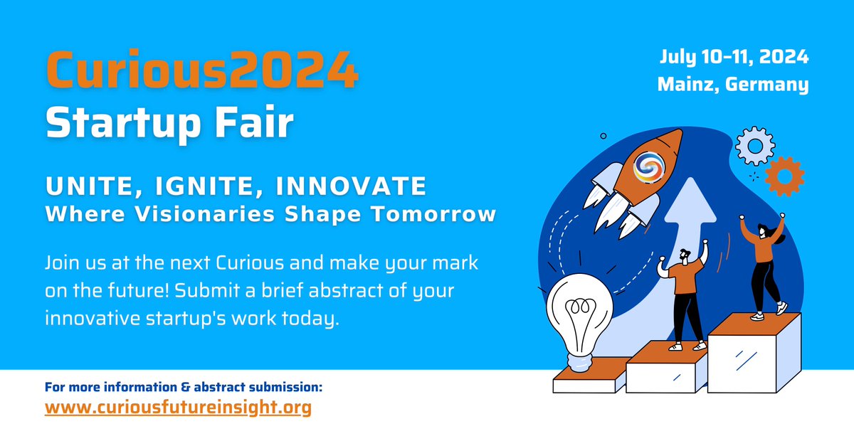 🚀 Calling all startups! Join us at Curious2024 Startup Fair: 📅 July 10–11, 2024📍 Mainz, Germany
Elevate your startup, forge connections, scale your impact - FREE for pre-revenue startups!
UNITE, IGNITE, INNOVATE at #Curious2024!
Link: curiousfutureinsight.org
@FutureInsight