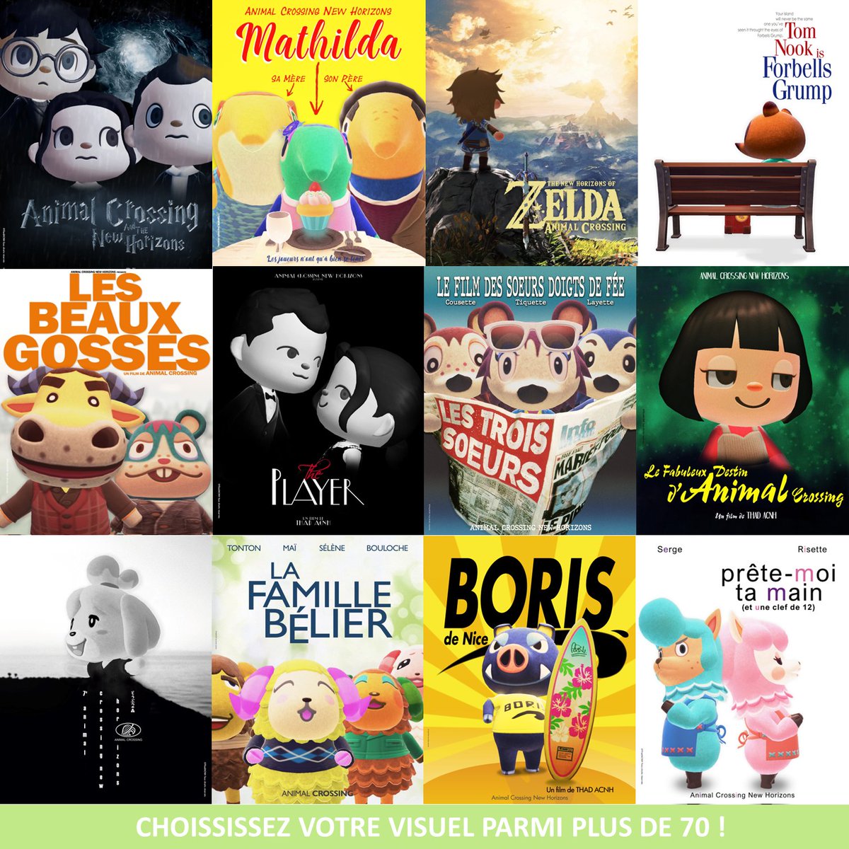 ThadBeaumont1's tweet photo. Et si je vous disais qu'il y a désormais 70 affiches de film en version #AnimalCrossing disponible chez @les_flonflons en tote-bag, en tasse ou en dessous de verre !  70 !!!!
#acnh #acnhedit https://t.co/YJ8fcWqeoJ