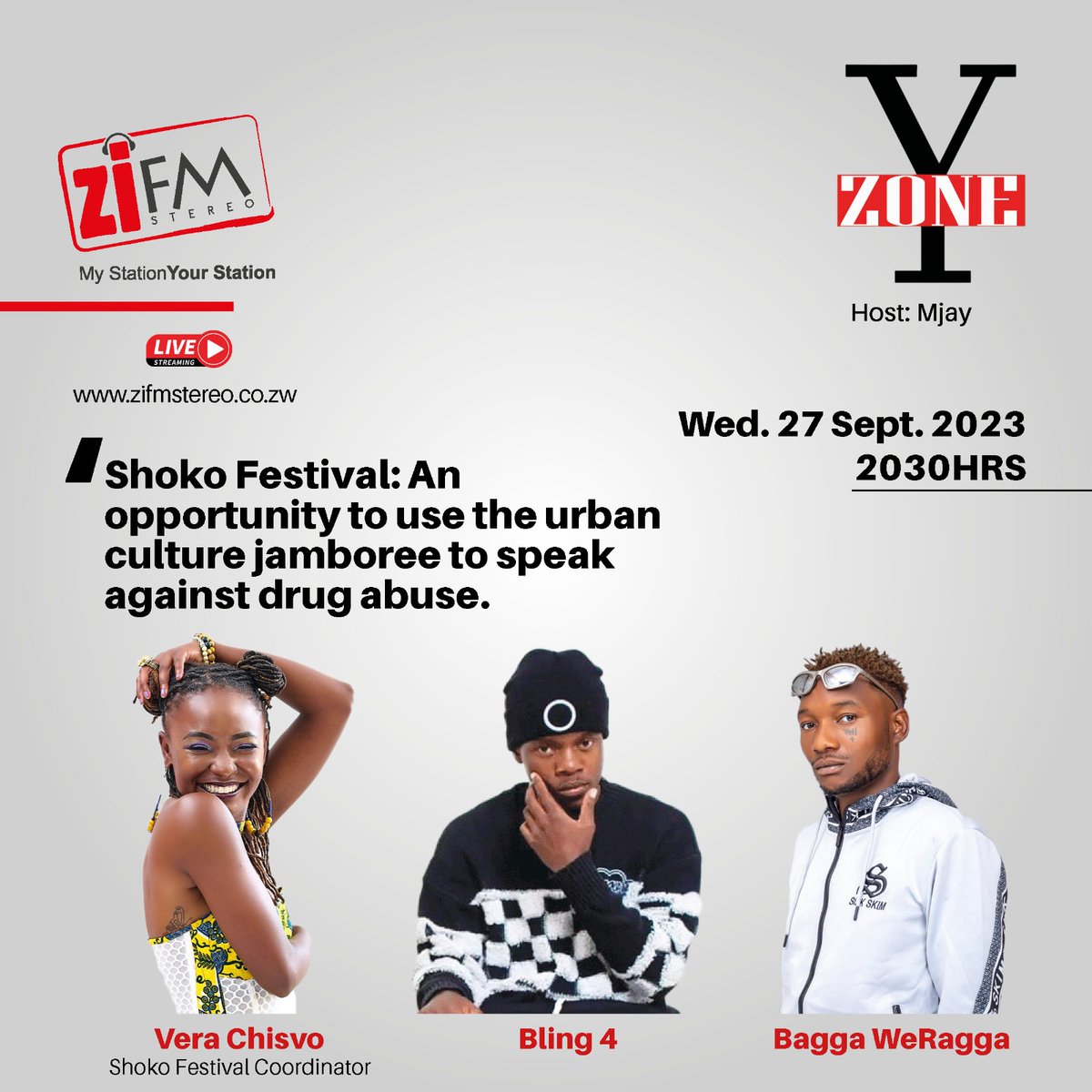 ShokoFestival's tweet photo. Don't miss the exclusive interview with our Shoko coordinator, #hiphop artists #Bling4 and #Bagga on @ZiFMStereo tonight at 8.30pm!
#Shoko2023
#TheHubZW
#TheTakeBack https://t.co/ErpdqUgVJP