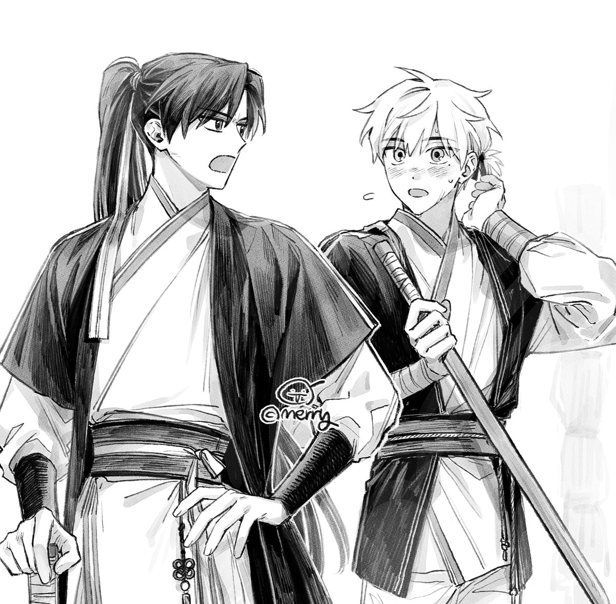 커미션으로 그린 동양풍 준수랑 상호