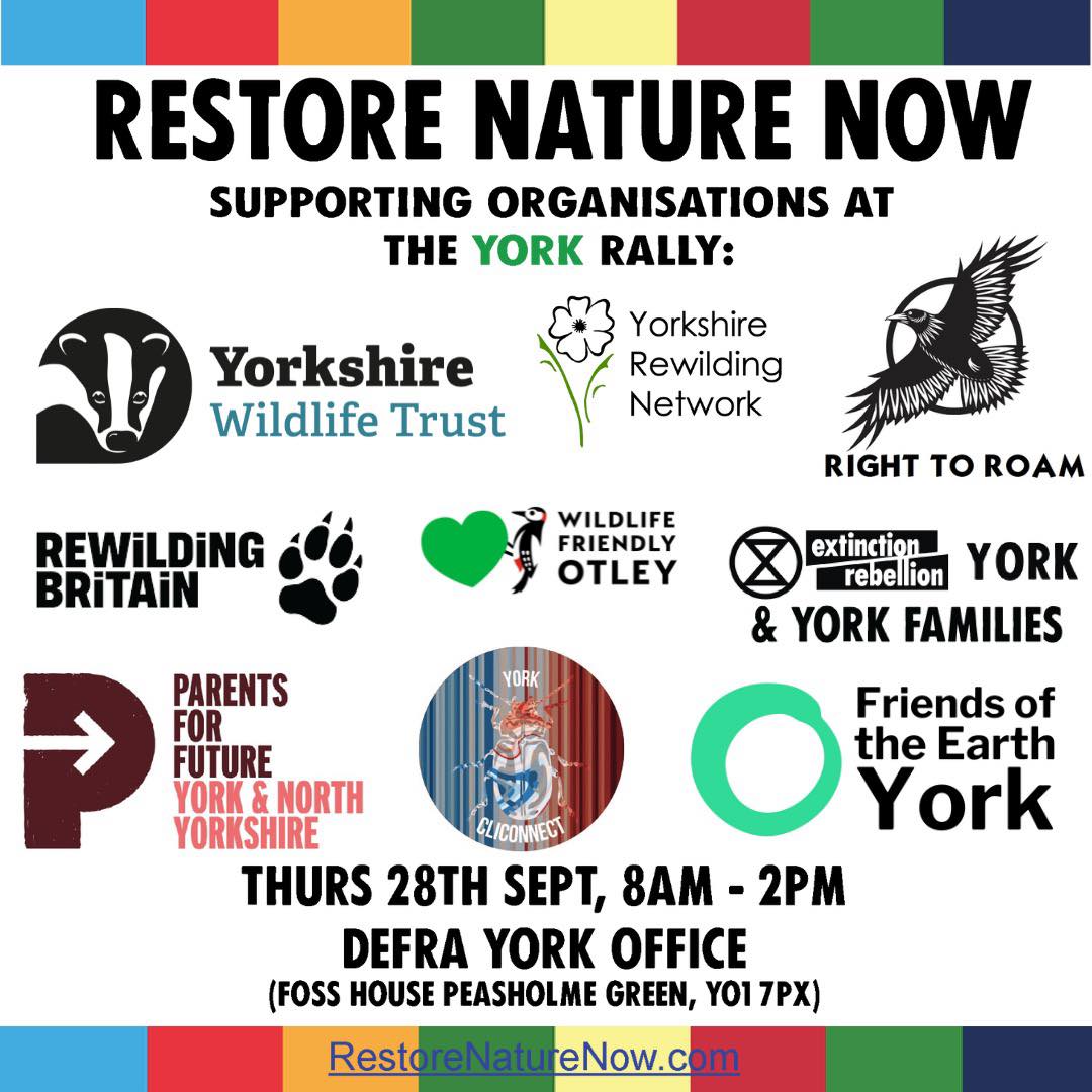 We’re heading down to <a href="/DefraGovUK/">Defra UK</a> offices in #York this morning with our friends at <a href="/RewildingB/">Rewilding Britain</a>, <a href="/WildaboutOtley/">Wildlife Friendly Otley WildaboutOtley.bsky.social</a>, <a href="/friends_earth/">Friends of the Earth</a> and more, to #RestoreNatureNow and give a voice to our natural world. 💚