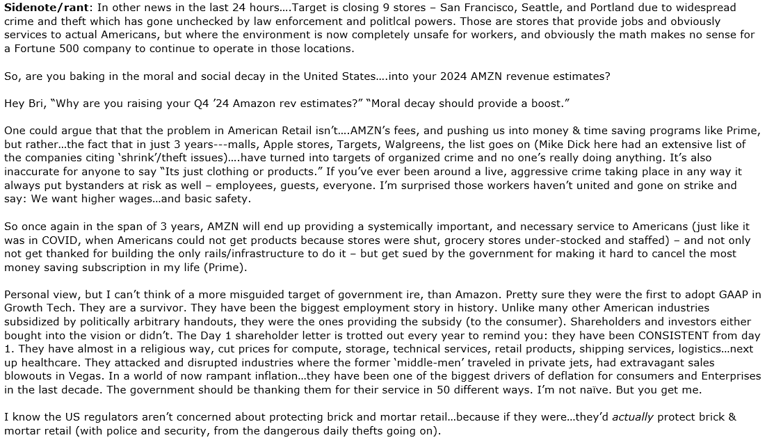 jbulltard1's tweet photo. this is actually the best Amazon analyst note I've ever read. https://t.co/ZijdOAlTAc