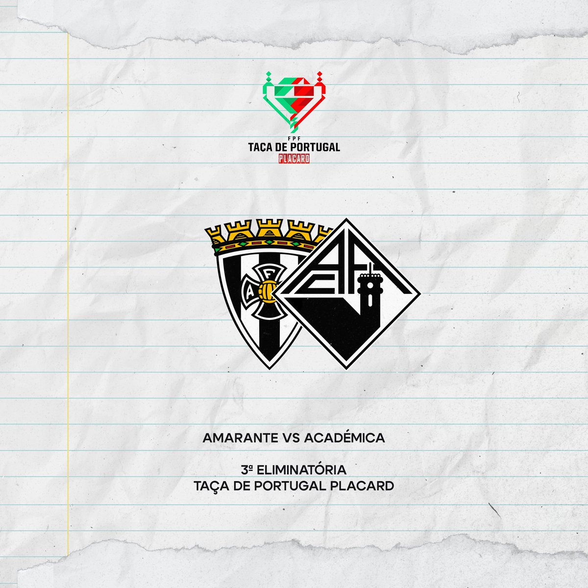 Já é conhecido o nosso adversário da 3ª eliminatória da Taça de Portugal 🏆

🆚 Amarante FC
📆 21 ou 22 de outubro
🏟️ Estádio Municipal de Amarante