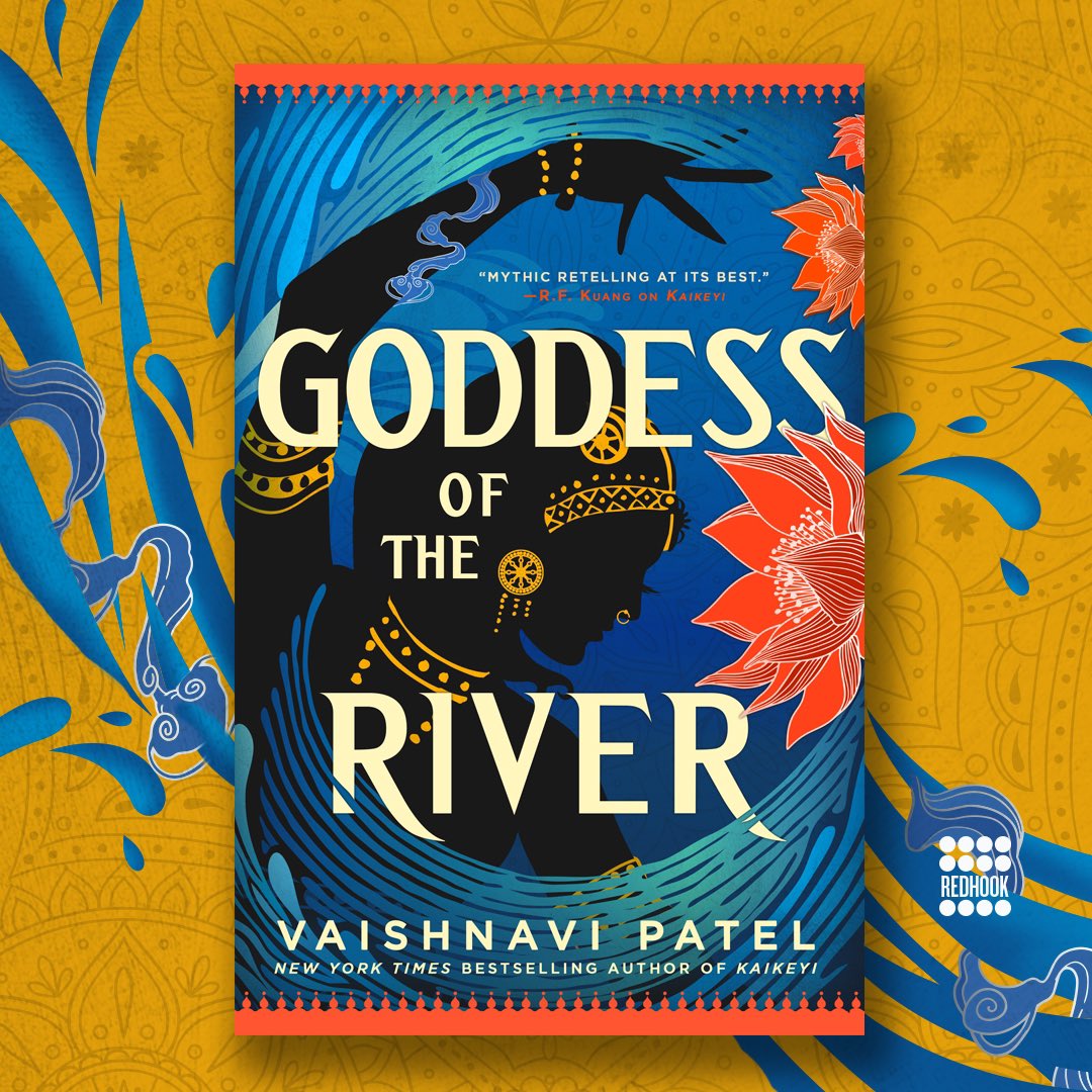 ✨🌊 Cover reveal!! 🌊✨ Designed by the incredible @VonBrooklyn and coming to you in May 2024 from @orbitbooks!! A mother and a son. A goddess and a prince. A curse and an oath. A river whose course will change the fate of the world. US preorder: hachettebookgroup.com/titles/vaishna…