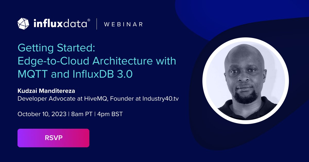 InfluxData (@influxdb) on Twitter photo Join <a href="/TechByKudzi/">Kudzai Manditereza</a>, a Developer Advocate at <a href="/HiveMQ/">HiveMQ</a> & Founder at <a href="/Industry40TV/">Industry40.tv</a>, to pick up some #IIoT best practices.
Register now so you don't miss this chance to learn how to use HiveMQ with #InfluxDB 👉 bit.ly/3ZfS6Wx Join <a href="/TechByKudzi/">Kudzai Manditereza</a>, a Developer Advocate at <a href="/HiveMQ/">HiveMQ</a> & Founder at <a href="/Industry40TV/">Industry40.tv</a>, to pick up some #IIoT best practices.
Register now so you don't miss this chance to learn how to use HiveMQ with #InfluxDB 👉 bit.ly/3ZfS6Wx
