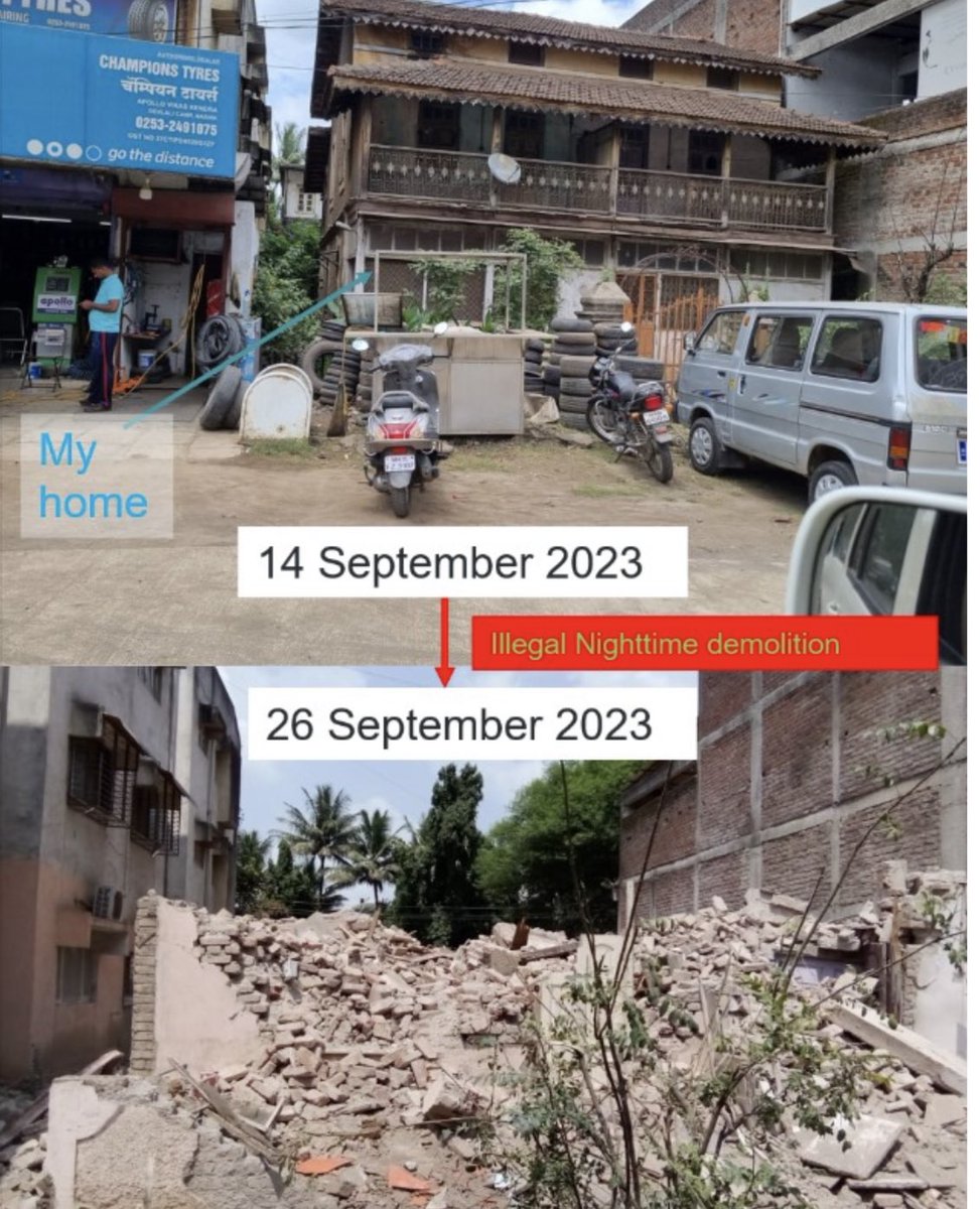 CMJoshi8's tweet photo. @ceodeolali  #pmModi #Modi #AmitShah #RajnathSingh #Deolali #BJP #NRI #Nashik #Deolalicantonment How can you let this happen? NRI away and his home demolished in the night with no notice. Is this the justice in India ? This is democracy in shreds https://t.co/fQoCyt1Lqm