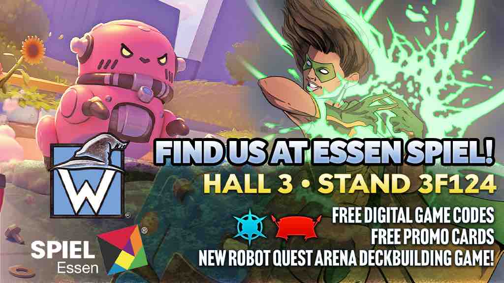 We’re super excited to be heading to Germany next week and we can’t wait to see you all! 🇩🇪 

Come say hello to us in Hall 3, Stand 3F124.

🎲 Free Digital Game codes!
🎲 Free Promo Cards
🎲 Limited copies of Robot Quest Arena for sale!