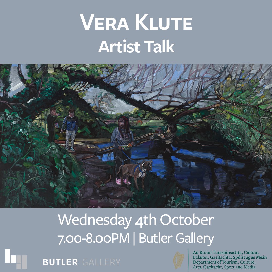 We are delighted to invite you to a talk by Vera Klute on Wednesday the 4th of October from 7.00-8.00pm. Vera will talk about her work and process and will be accompanied by video to demonstrate Vera’s creative process. Book here: tinyurl.com/2p84vdnr #butlergallery