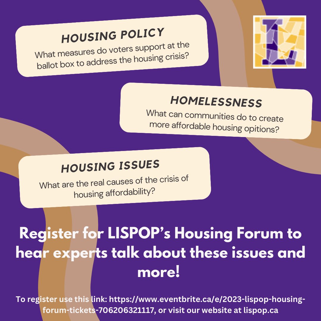 Registration is open for our Forum on Public Opinion and Housing Policy! 

To register use this link: eventbrite.ca/e/2023-lispop-…
For more information visit our website at lispop.ca

#onpoli #polisci