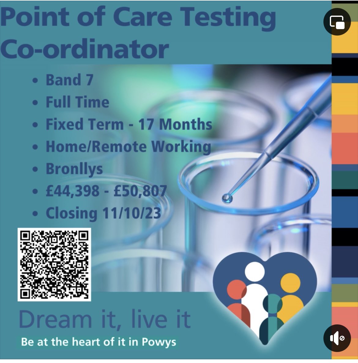 Catherine Quarrell (@cathquarrell76) on Twitter photo Point of Care Testing Co-ordinator
Band 7 - £44,398 - £50,807
Fixed Term - 31/03/2025
This exciting &challenging role, will be operationally responsible for managing & developing PoCT Service across Powys.
Closing Date - 11/10/23
@HEIW_NHS <a href="/PTHBhealth/">Powys Teaching Health Board</a> <a href="/RoyalSocBio/">Royal Society of Biology</a> <a href="/The_HCPC/">HCPC</a> Point of Care Testing Co-ordinator
Band 7 - £44,398 - £50,807
Fixed Term - 31/03/2025
This exciting &challenging role, will be operationally responsible for managing & developing PoCT Service across Powys.
Closing Date - 11/10/23
@HEIW_NHS <a href="/PTHBhealth/">Powys Teaching Health Board</a> <a href="/RoyalSocBio/">Royal Society of Biology</a> <a href="/The_HCPC/">HCPC</a>