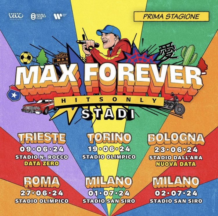 #MaxPezzali annuncia una nuova data per il suo tour #MaxForeverHitsOnly!
Biglietti disponibili online dalle 14:00 di domani 28 settembre e dalle 12:00 del 3 ottobre nei punti vendita autorizzati!