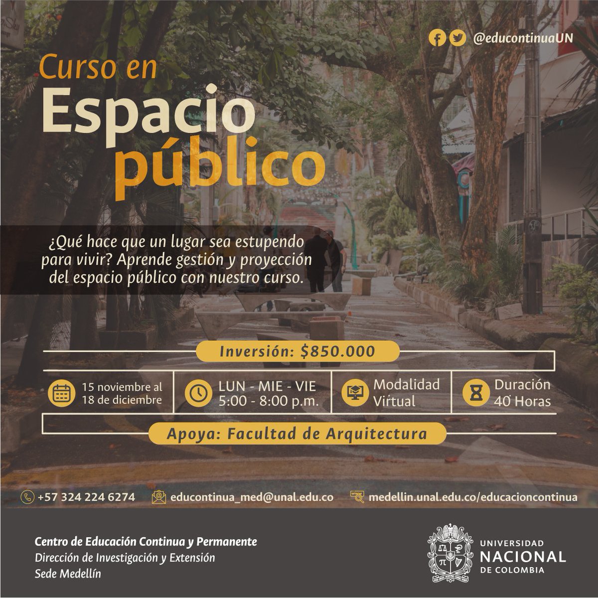 EducontinuaUN's tweet photo. #CursoUNAL| ¡No te conformes con lo común! 🌆 Nuestro curso te ofrece las claves para aprender sobre  gestión y proyección del espacio público.

¡Inscríbete ahora y prepárate para el éxito! 💪🚀
👉https://t.co/gPVjVFskRb https://t.co/gQb3KyzGPR