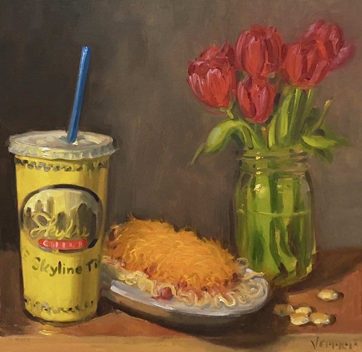 NoahVerrier's tweet image. My oil painting of Skyline Chili