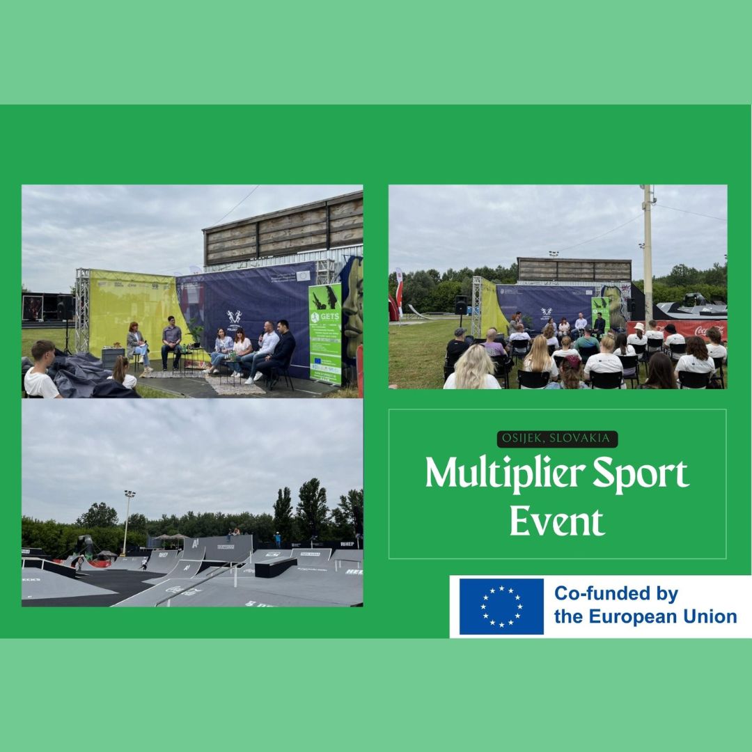 GETS_2022's tweet photo. Osijek hosted the GETS Multiplier Sport Event at the Pannonian Challenge! 🏆 40+ participants dove into discussions on green practices and volunteerism. 🔥 Highlight: revealing the GETS e-module, guiding local sports events toward greener practices. #GreenSports #Sustainability https://t.co/j3cG7U4NKU
