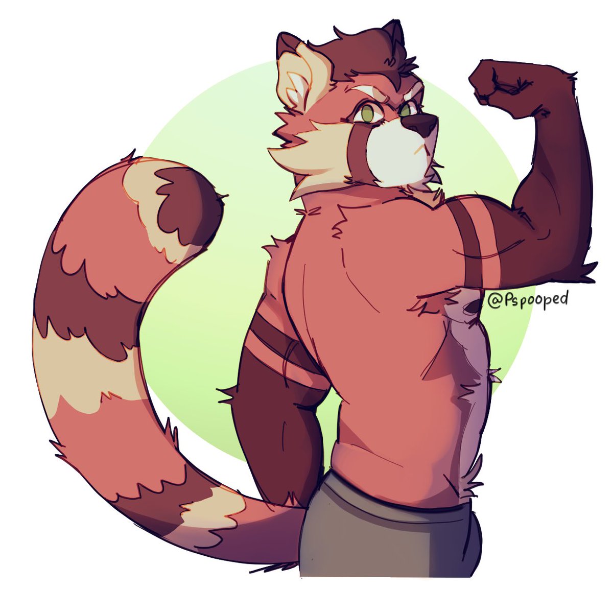 Flexin! have a red panda man #furry #furryart #furryartist